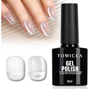 TOMICCA - Smalto in gel UV effetto Cat Eye, argento 9D, smalto per lampada UV/LED, per manicure fai da te o per saloni, 8 ml