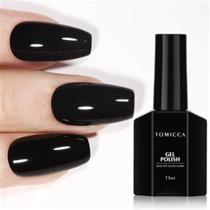 TOMICCA Smalto per unghie in gel, 1 pezzo 15ml di smalto nero UV per unghie che si stacca dal gel UV LED per manicure fai da te a casa, regali per donne