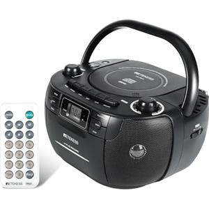 Retekess TR621 Radio Portatili Boombox, Radio FM AM,Lettore Cassette Audio,Supporto USB TF,con Telecomando, Jack per Cuffie,Accompagna la Famiglia e Gli Amici,Regalo(Bianco)
