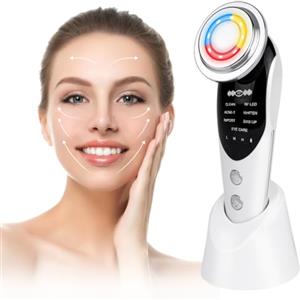 AOGOE Massaggiatore Viso Lifting Antirughe Elettrico, Dispositivo di Bellezza con 7 Modi, Massaggiatore di Bellezza a 42°C con EMS Microcorrente e 4 Modi LED, Pulizia Profonda Anti-età Rassodamento