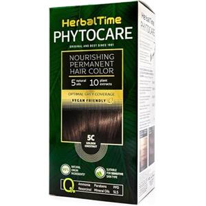 Herbal Time Tinta Permanente Phytocare Colore Castano Dorato 5C | Senza Ammoniaca e Parabeni | Tintura per Capelli Professionale Naturale | Kit Tinture per Capelli | Nutri e Proteggi i tuoi Capelli