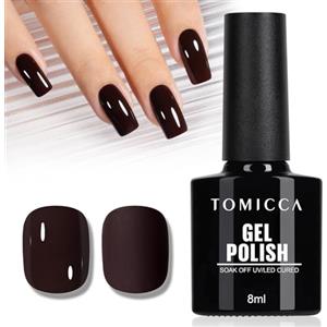 TOMICCA Smalto UV per unghie Marrone scuro, UV/LED Gel Nail Polish Soak Off Manicure DIY Art Manicure Salon, 8ML