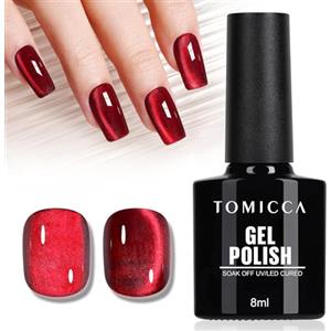 TOMICCA - Smalto in gel UV effetto Cat Eye, argento 9D, smalto per lampada UV/LED, per manicure fai da te o per saloni, 8 ml