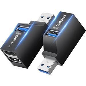 KiWiBiRD Sdoppiatore doppia presa USB Hub USB Mini multi porta (1x USB3.0, 2x USB2.0) 2 pezzi, moltiplicatore splitter ricarica multiple, compatibile con PC MacBook chiavetta stampante tastiera mouse