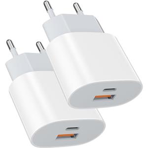 Samneer Alimentatore di ricarica rapida da 25W (2 pezzi)Compatibile con:iPad,iPhone 17,16,15,14 Pro/Max Potenza intelligente: 25W/20W/18W/12W/10W/5W Ricarica i dispositivi in tutta sicurezza tramite porte USB