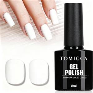 TOMICCA - Smalto gel UV, per manicure fai da te, bianco, 8ml