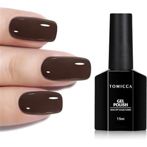 TOMICCA Smalto UV per unghie marrone scuro, 15 ml, smalto per unghie in gel UV, per principianti, fai da te, gel per nail art, manicure, salone