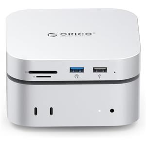 ORICO Mac Mini M4 512 GB Storage & Docking Station, SSD esterno 5Gbps (460MB/s), USB A* 4, USB-C, SD/TF 3.0, Audio 3.5mm, Cavo * 2 - M4SE