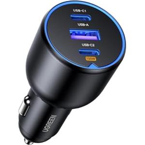 UGREEN 130W Caricatore Auto USB C, Caricabatteria Accendisigari Ricarica Rapida con 3 Porte, Compatibile con iPhone 17 Pro Max Air/16/15, Samsung Galaxy S25/24, Xiaomi, MacBook, iPad Air Mini