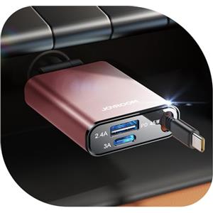 JOYROOM 【2025 Ultra-compatto】JOYROOM 72W Retrattile Caricabatterie Auto USB C,【3-IN-1】12V/24V Accendisigari USB, PD 45W Caricatore Rapido Presa Auto, Car Charger per iPhone 16/15/Samsung S25/S24 - Rosa