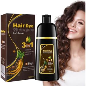 O'RMEAS Shampoo Colorante Marrone Scuro, Specifico per Capelli Grigi, Tinge i Capelli in Pochi Minuti, Shampoo Colorante Uomo/Donna, 500 ml