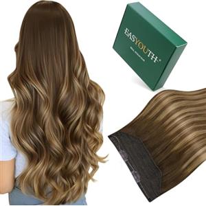Easyouth Extension Capelli Veri Con Filo Ombre Marrone Wire Hair Real Human Hair Extensions Mittelbraun Balayage Miele Bionda Estensioni Capelli Con Filo Naturali #4/4/27 30cm 70g
