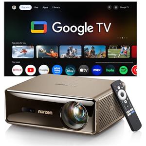 Aurzen EAZZE D1 MAX Proiettore con Google TV 14.0 & Netflix, Supporto 4K, Smart Proiettore 1000 ANSI, MEMC, Audio Dolby 20W, Autofocus & Correzione Trapezoidale, Wi-Fi/Bluetooth, Home Cinema