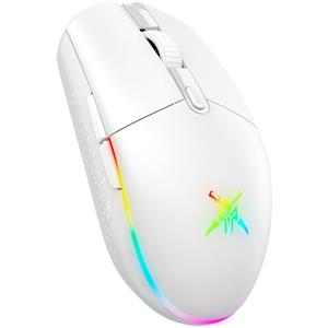 TECKNET Mouse Gaming Wireless, 8000DPI Gaming Mouse Wireless Ricaricabile, Doppia Modalità a 2.4G e Cablato, 6 Modalità RGB, Gaming Mouse Pc con Pulsanti Programmabili per Window XP/11/10/8/7, Bianco