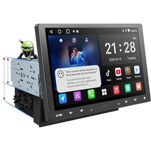 ATOTOZONE A5L Autoradio Android 10 Pollici Adattivo per 1DIN&2DIN, Schermo Futtuante, CarPlay e Android Auto Senza Fili, Tethering via WiFi/BT/USB, Mirrorlink, DSP/FM/RDS, 2G+32G, A5LG110T