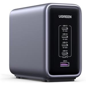 UGREEN Nexode Caricatore USB C GaN da 300W, Caricabatteria PD 3.1 con 5 Porte, Allimentatore a Porta Singola da 140W Compatibile MacBook iPhone 16 iPad Galaxy S24 Pixel Steam Deck con 240W Cavo 1.5M
