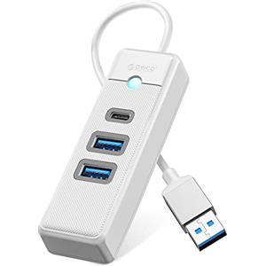 ORICO Hub USB C, ORICO 3 porte USB HUB 3.0 con 2 USB A, 1 tipo C per laptop con cavo da 0.15m, 5Gbps, Multi USB Adattatore compatibile con Mac OS 10.X e versioni successive, Linux, Android-Bianca