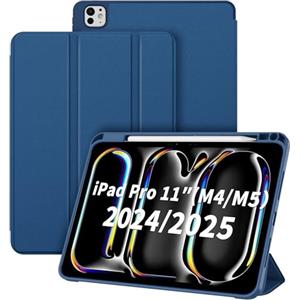 CACOE Custodia Cover Compatibile con iPad pro 2025/2024 (M5/M4) da 11 Pollici-Ultra Sottile con Funzione Leggio Slim in Pelle PU Custodia Adatta, Mare Blu