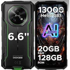 DOOGEE Fire 5 Pro Rugged Smartphone, 20GB+128GB 13000mAh Android 15 Telefono Indistruttibile, Mediatek Helio G81 Octa-core, 6.6" 90Hz Display, 13MP+8MP, NFC/Triple Card Slot/Face ID/GPS/IP68/IP69K