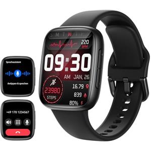 Tensky Smartwatch Uomo AMOLED 1.85'' Orologio Smartwatch 3ATM Impermeabile Chiamate 110+ Sportive Smart Watch, Sonno Cardiofrequenzimetro Contapassi Compatibile Samsung Android iOS