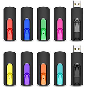 Vansuny Chiavette USB 16GB da 10 Pezzi, Vansuny Pendrive USB 2.0 16 GB USB Unità Flash 16 Giga Memoria USB con Design Retrattile per Laptop PC TV Computer, Confezione da 10 Portatile Colorato