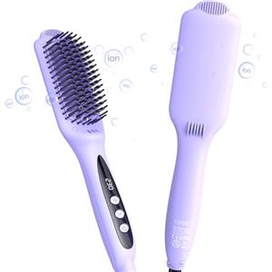 LANDOT Spazzola Lisciante per Capelli 2 in 1 - Piastra Capelli + Spazzola Capelli - Spazzola Elettrica Lisciante con Setole rivestite in ceramica e antistatiche - Display Digitale 120-230°C