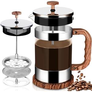 GUHAOOL Caffettiera Francese, 1000ml Caffettiera French Press, French Press Macchina Caffe, French Press-Stampa Francese Caffettiera Acciaio Inossidabile Vetro Coffee Pot per Coffee Shop, Ristorante