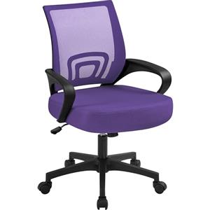 Yaheetech Sedia da Ufficio Scrivania Ergonomica a Rotelle Girevole Reclinabile Imbottita in Rete Traspirante con Braccioli Altezza Regolabile Portata 136 kg Viola