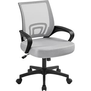 Yaheetech Sedia da Scrivania Ufficio Ergonomica Reclinabile Girveole in Rete Traspirante Altezza Regolabile con Braccioli e Rotelle Direzionale Portata 136 kg Grigio