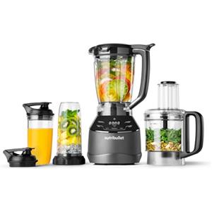 nutribullet Triple Prep, Robot da cucina, Frullatore Multifunzione, Potenza 1500W, Caraffa 1.8l, Ciotola robot da 1,6l, disco per affettare e sminuzzare, lama per impastare e tritare, nero, NBF580B