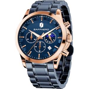 BENYAR BY Orologio Uomo Analogico Cronografo Impermeabile Luminosa Elegante Classico Acciaio Orologio da Polso Regalo per Uomo