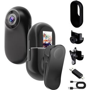 OBEST Action Cam,1080p HD fotocamera subacquea Sportiva 30M/98ft Impermeabile,Mini Action Cam 360° con TF da 256G,Telecamera Moto Portatile,Bodycam,Vlog Camera,Telecamera Casco Moto,Nero