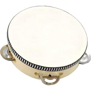 MEMOFYND Tamburello per bambini 1 pezzo, tamburello portatile, tamburello a fila singola, tamburello a percussione, tamburello in legno per bambini per feste di danza e accompagnamento vocale (8 pollici)