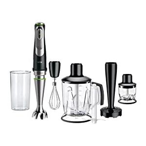 Braun MultiQuick 9 - Frullatore a Immersione Anti Splash, Selezione di Velocità Precisa, Active PowerDrive, Frullatore a Caraffa, Tritatutto, Bicchiere 600 mL, 1200W, Nero (MQ9147X)
