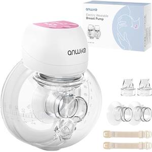 ANWIKE Tiralatte Elettrico 193g - Tiralatte Indossabile Ultraleggero con Display LED, 3 Modalità 9 Livelli, Silenzioso <40dB, Flange 21/24mm, Senza BPA - Perfetto per Casa, Auto, Farmacia e Viaggi