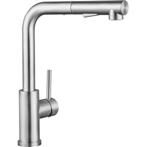 CECIPA Rubinetto Cucina con Doccetta Estraibile, Miscelatore Lavello Cucina in Acciaio Inox con 2 Getto, Rubinetti Lavello Estraibile con Bocca Alta Girevole a 360° (Spazzolato)