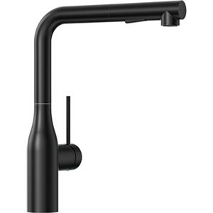 CECIPA Miscelatore Cucina Nero con 2 Modalità di Getto, Rubinetto Cucina con Doccetta Estraibile, Rubinetto Lavello Nero Estraibile di 40CM, Girevole 360°, in Acciaio Inox (Nero)