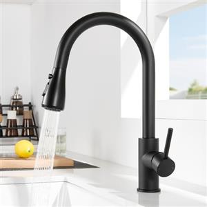 CECIPA Rubinetto Cucina Nero con 2 Tipi di Modalità, Miscelatore Cucina Nero con Doccetta Estraibile di 40CM, Rubinetto con Doccia Estraibile, Miscelatore Monocomando in Acciaio Inox