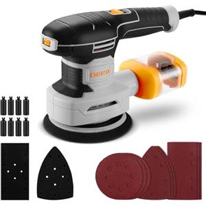 DEKOPRO 3-IN-1 Levigatrice per legno: DEKOPRO 300W Levigatrice multifunzione 13000RPM,Levigatrici a foglio Levigatrici orbitale con filo e 9 pezzi di carta vetrata