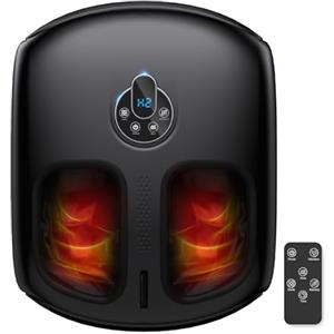 HTM Massaggiatore per Piedi con Calore - Shiatsu Profondo, Impastamento, Rotolamento e Compressione dell'Aria, 4 Modalità & 5 Livelli di Intensità, Controlli Versatili, Regalo per Uomo e Donna