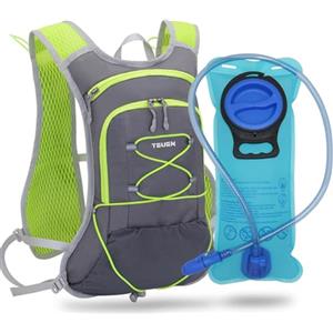 TEUEN Zaino Idratazione con Vescica 2L, Zainetto Running Leggero Donna Uomo Zaino con Sacca Idrica per Corsa MTB Ciclismo Maratona Trekking Trail, Zaino Acqua 6L Unisex Adulto (Grigio)