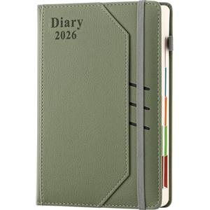 Holderzyi Agenda scolastica 2026 una pagina al giorno, formato A5, 1 giorno per pagina, da gennaio 2026 a dicembre 2026, con tasca, verde