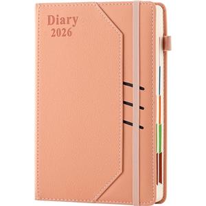 Holderzyi Diario accademico 2026, una pagina per giorno, formato A5, diario annuale 2026, un giorno per pagina, agenda giornaliera da gennaio 2026 a dicembre 2026, diario della produttività con tasca (rosa)