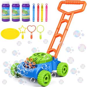 Herefun Tosaerba a Bolle per Bambini, Macchina Automatica per Soffiatore di Bolle, Giocattoli Estivi da Giardinaggio All'aperto, Regali per Bambini di Oltre 3 Anni (Blu)