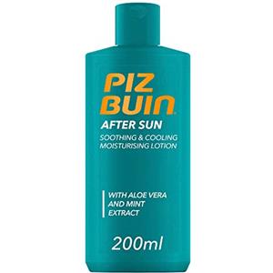 PIZ BUIN Latte Doposole Idratante, Lenitivo e Rinfrescante, Doposole corpo per un'idratazione intensa, Dopo sole con Vitamina E, Aloe Vera lenitiva ed Estratto di Menta rinfrescante, 200 ml