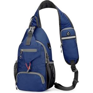 Aucuu Zaino Monospalla Uomo, Zaino Monospalla Sling Bag, Multifimzioni Borsa a Tracolla con Foro per le Cuffie, Sportivo Borsello Monospalle Zaini Petto, per Casual Ciclismo Trekking Viaggio
