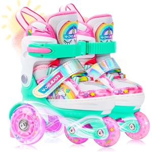 4-Pejiijar Pattini a Rotelle Bambina Unicorno 4 LED 4 Dimensioni Regolabili Pattini a Rotelle in Linea 4-Pejiijar