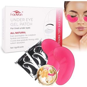 FADVAN Patch Occhiaie e Borse 40 Paia di Collagene Patch Occhi in Idrogel Anti Rughe Idratazione Profonda e Riparazione delle Occhiaie(Rosa)