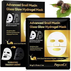 WINE LIP TINT Advanced Snail Mucin & Acido Ialuronico Maschera Viso Collagene Coreana - Idratante Anti-Rughe, Trattamento Hydrogel con Luminosità Glass Glow per Pelle,Maschera Viso Anti-Invecchiamento, 4 Pcs