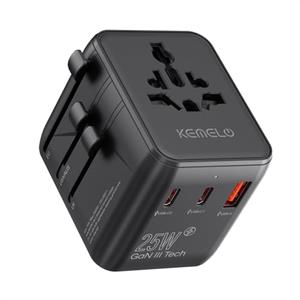 KEMELO 25W Adattatore Universale da Viaggio,5 in 1 Presa Universale da Viaggio con 1 USB A,2 USB C,1 Universale Presa,1 US/JP Presa,Adattatore Spina Internazionale per Italia UK US Australia Tailandia